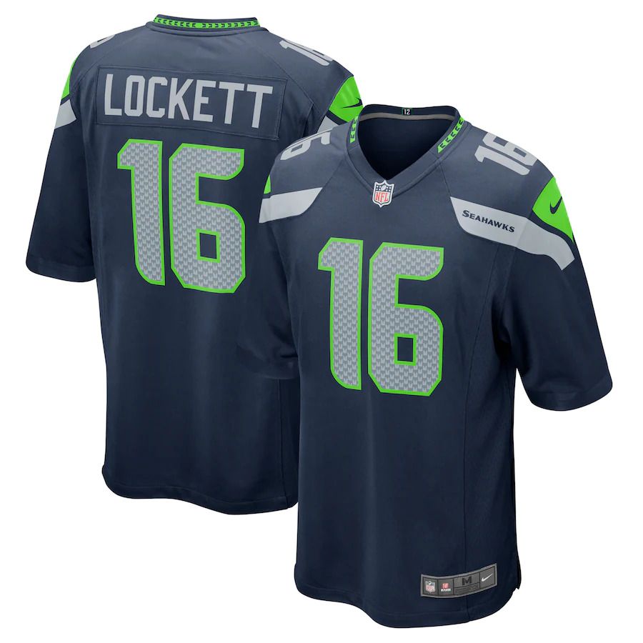 Men Seattle Seahawks 16 Tyler Lockett Nike College Navy Game Team NFL Jersey